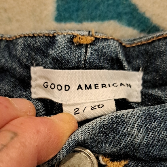 Good American Wide Leg Palazzo Crop Distressed Jeans 26/2 - Picture 3 of 7